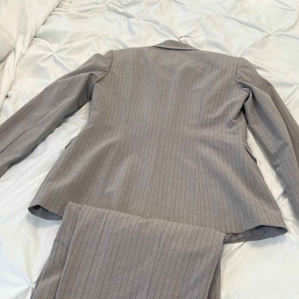 Tahari Grey Stripe Suit